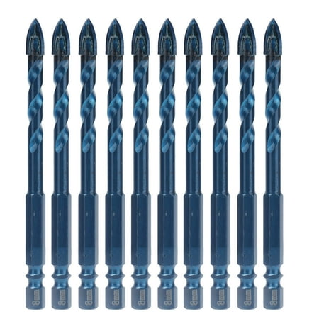 

10Pcs Cross Spearhead Drill Bit Carbide Bits with 1/4in Hex Shank for Ceramic Marble GlassDark Blue 8mm Hole