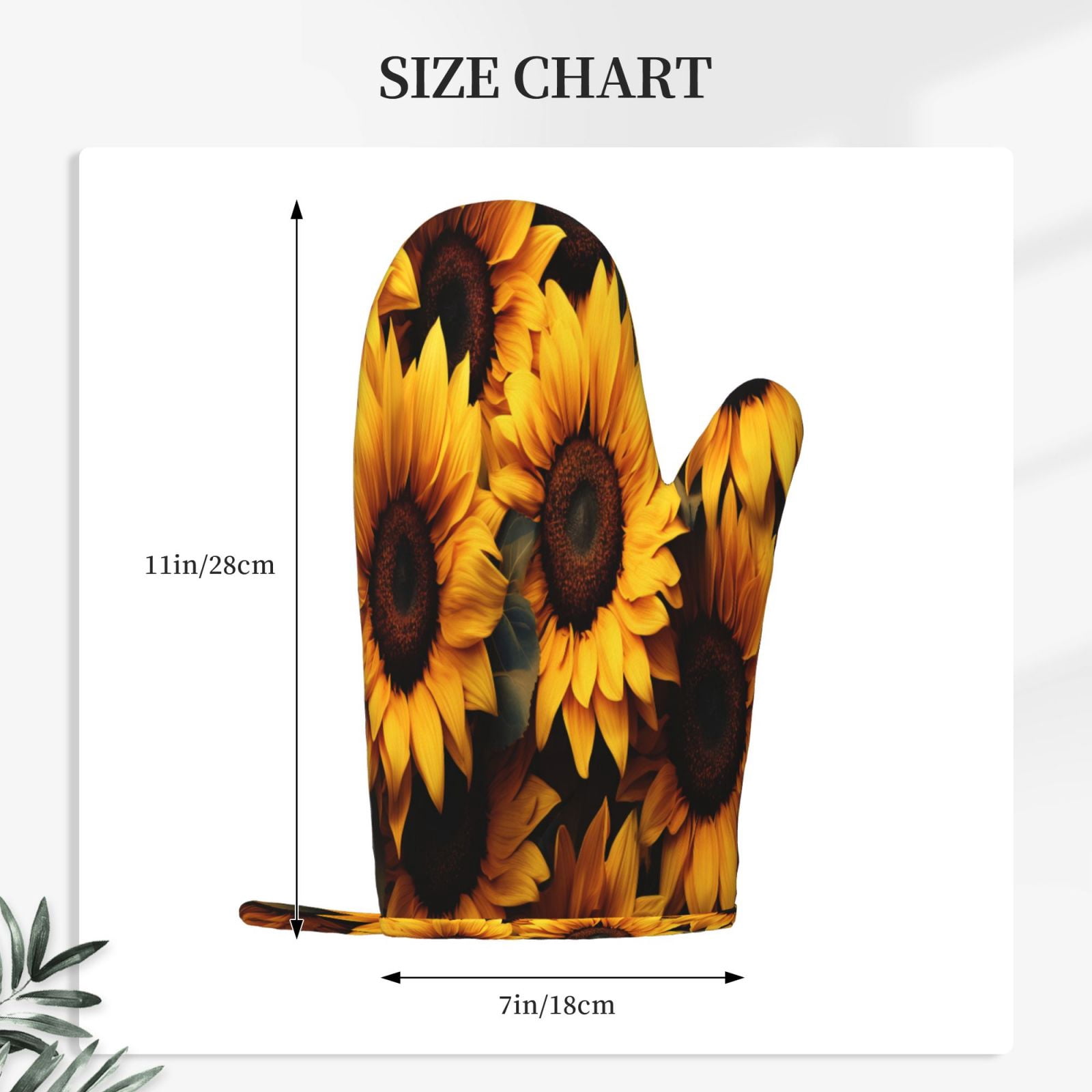 Hirioo Vibrant Sunflower Blooms for Silicone Oven Mitts for BBQ, Baking, Cooking, Set of 2, Heat Resistant 260℃, Non-Slip Kitchen Essentials