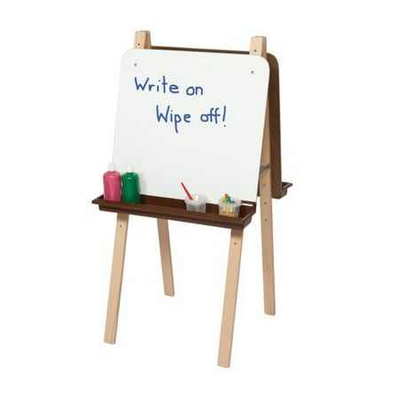 Wood Designs Double Adjustable Easel with Marker board and Brown Trays