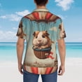 thumbnail image 4 of Honeii Hot Air Balloon Guinea Pig Print Men’s Hawaiian Shirt,Classic Button-Down Short Sleeve Shirt, for Beach, Vacation, and Outdoor Activities,Large, 4 of 7