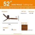 thumbnail image 2 of 52"Flush Mount Ceiling Fan with Light and Remote Modern Ceiling Fan 6-Speed Reversible DC Motor Bedroom Ceiling Fan, 2 of 7