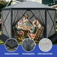 thumbnail image 6 of ModFusion 11.5'X11.5' Outdoor Camping Gazebo with 6 Sided Design, Mesh Windows, and Insect Protection, Perfect For Camping, Picnicking, or Backyard Parties In Gray, 6 of 11