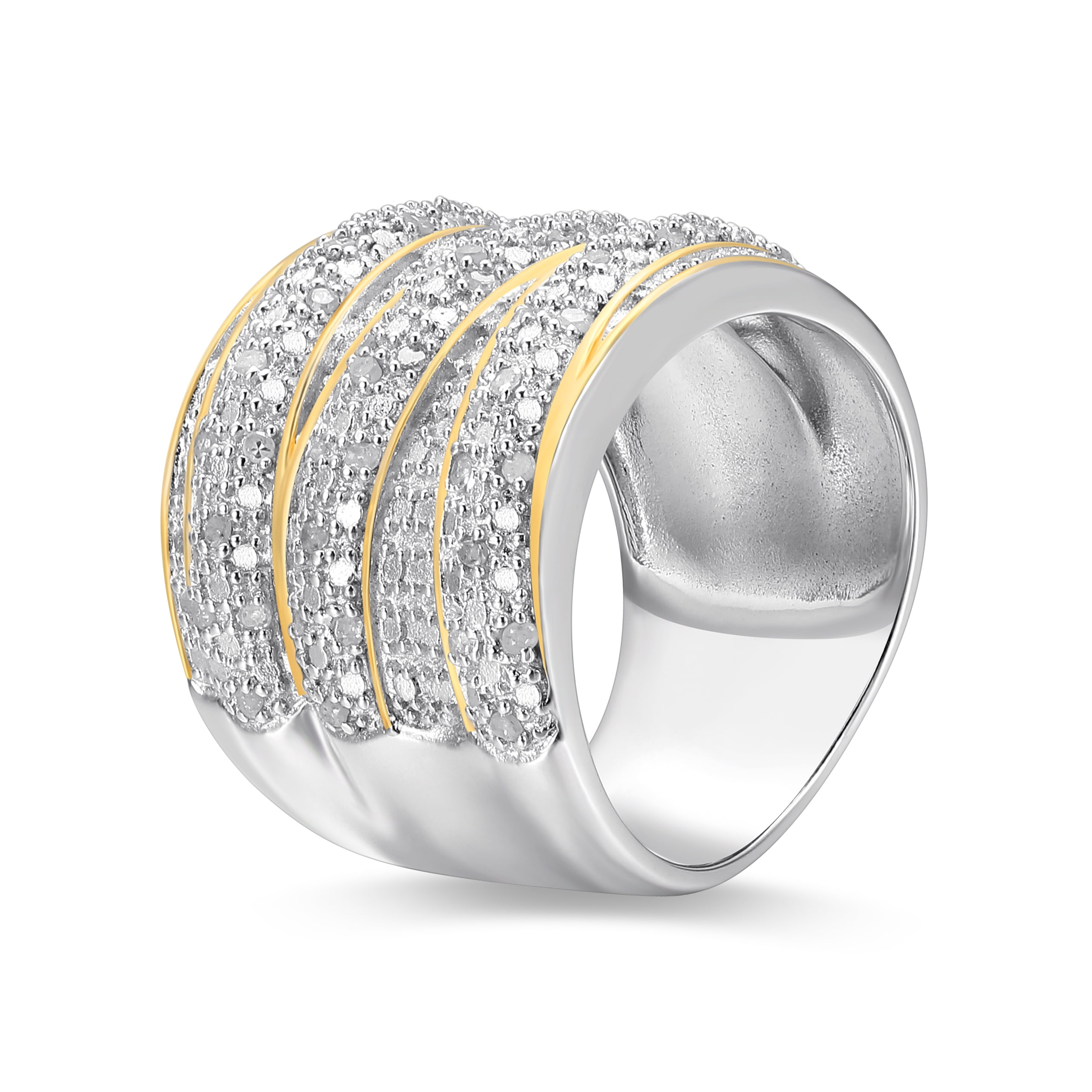 Morgan & Paige 1/4 cttw Diamond Dramatic Band in Two-Tone Rhodium over Bronze, Adult Female