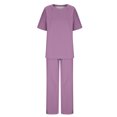thumbnail image 6 of Bovxnpu Summer Casual Outfits For Women, 2 Piece Lounge Sets, Casual Short Sleeved Round Neck Top/Loose Straight Tube With Pocket Pants Set XXL, 6 of 6