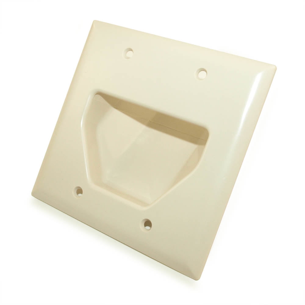 Wall plate DoubleGang Recessed Cable Passthru, Light Almond