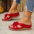 thumbnail image 6 of Guzom Size 7 Womens Wide Width Sandals for 2025 Summer Ladies Wedge Red Slides Beach Open Toe Slippers for Adult Woman Platform Sandals Shoes, 6 of 9