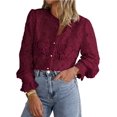 thumbnail image 1 of Blusa para Mujer PRETTYGARDEN de Encaje Manga Larga con Botones Vino Tinto Talla S, 1 of 9