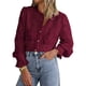thumbnail image 1 of Blusa para Mujer PRETTYGARDEN de Encaje Manga Larga con Botones Vino Tinto Talla S, 1 of 9