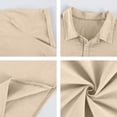 thumbnail image 6 of Mens Polo Shirts Short Sleeve Summer Button Linen Shirt Casual Collared Lightweight Polo Tops Khaki 4XL, 6 of 8