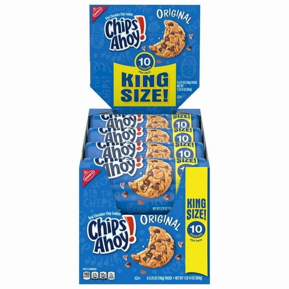 Chips Ahoy Original King Size Cookies – 8 Packs | 3.75 oz Each (30 oz Total)