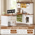 thumbnail image 4 of SEDETA 67" Farmhouse L Shaped Desk with Hutch, Executive Home Office Desks with 4 Drawers & Storage Cabinet, Corner Computer Desk with Sliding Doors, File Drawer & Power Outlet, White+Brown, 4 of 9