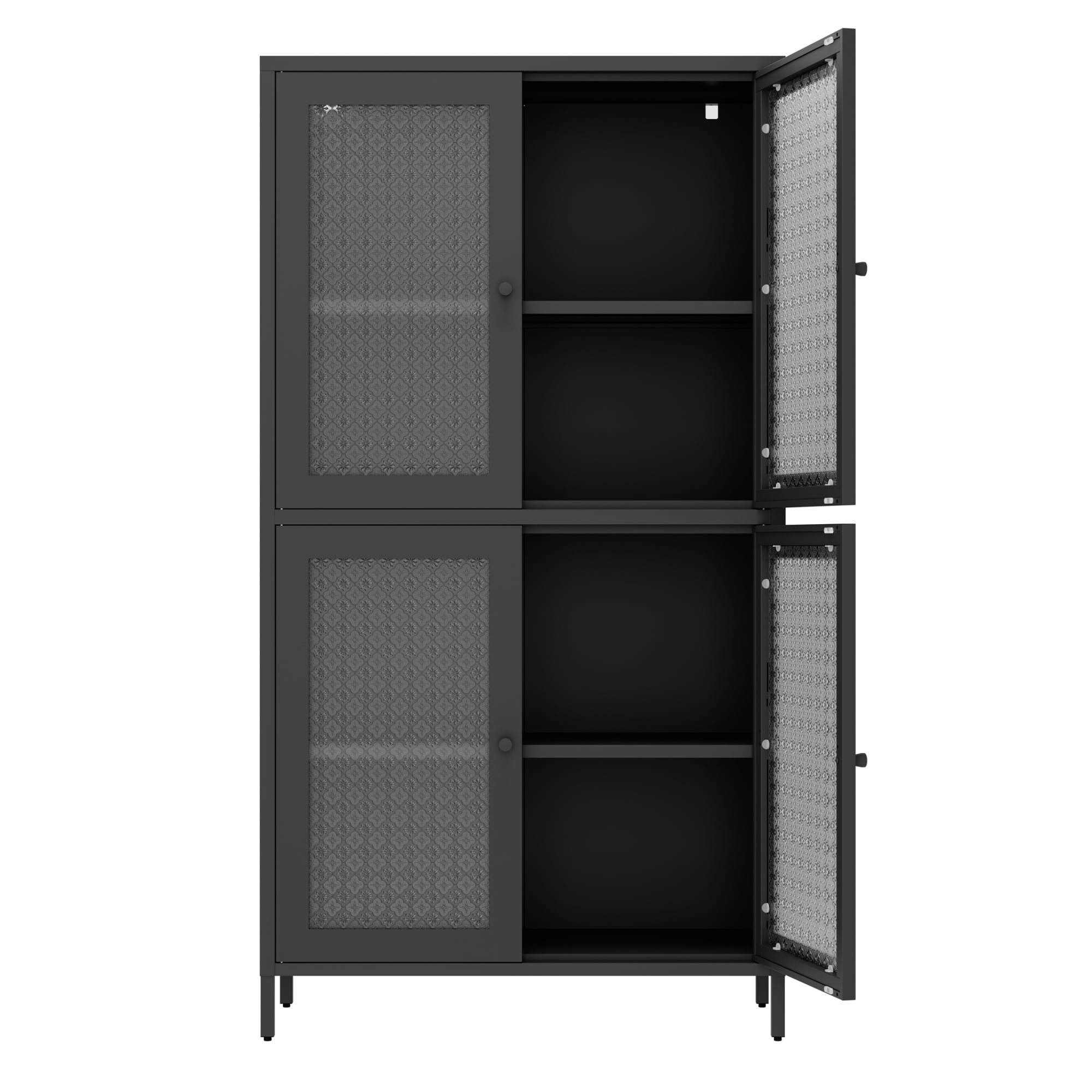 59" Metal Storage Cabinet Display Cabinet with 4 Glass Doors & 4 Shelves,Cabinet Bookcase Side Cabinet for Home Office Living Room,Black 03