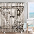 thumbnail image 3 of Farmhouse Brown Fabric Shower Curtain, Wooden Cabin Rustic Retro Western Bathroom Shower Curtain Sets, Vintage Quick Dry Durable Waterproof Bath Accessories Decor with Hooks, 72X72in, 3 of 6