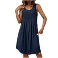 thumbnail image 2 of Blczomt Summer Womens Dresses Under $5 Casual Tank A Line Blue Sleeveless Cotton Linen Flowy Dresses Women, 2 of 6