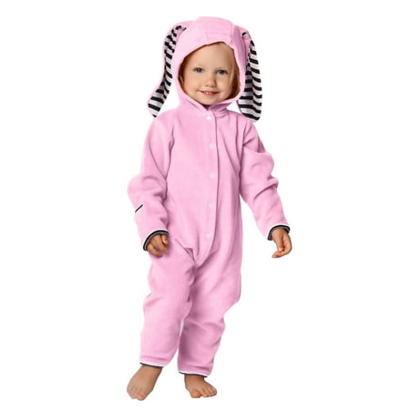 

Tarmeek Animal Bunny Baby Halloween Fleece Bodysuit Romper Long Ear Rabbit Outerwear Toddler Jacket Hoodie Romper Jumpsuit with Button