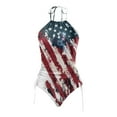thumbnail image 4 of Linfrsh American Flag Swimsuit for Women Fashion 4th July Independence Day American Flag Print Loose of Beach Swimwear Bikini Bathing Suit White,M, 4 of 5