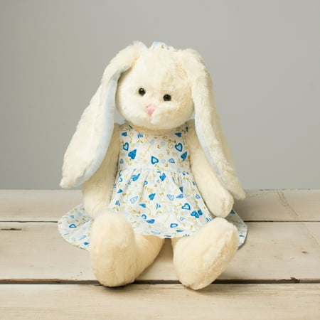 Dressed Teddy Bear - Beverly Hills Teddy Bear Company Hanging Bunny with Blue Flowered Dress
