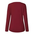 thumbnail image 5 of idosla Womens V Neck Waffle Knit Shirts Long Sleeve Loose Fitting Warm Tee Tops Sweaters Pullovers (Wine, L), 5 of 6