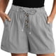 thumbnail image 1 of Pantalones Cortos de Piernas Anchas para Mujeres Lino de Color Sólido, Cintura Elástica Cómoda Longitud Regular, 1 of 7
