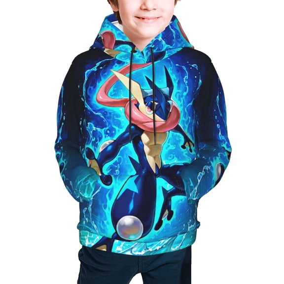 Youth Rare Greninja Hoodies 3D Print Pullover Hooded Sweatshirt With Pocket For Boys Girls Teen Small