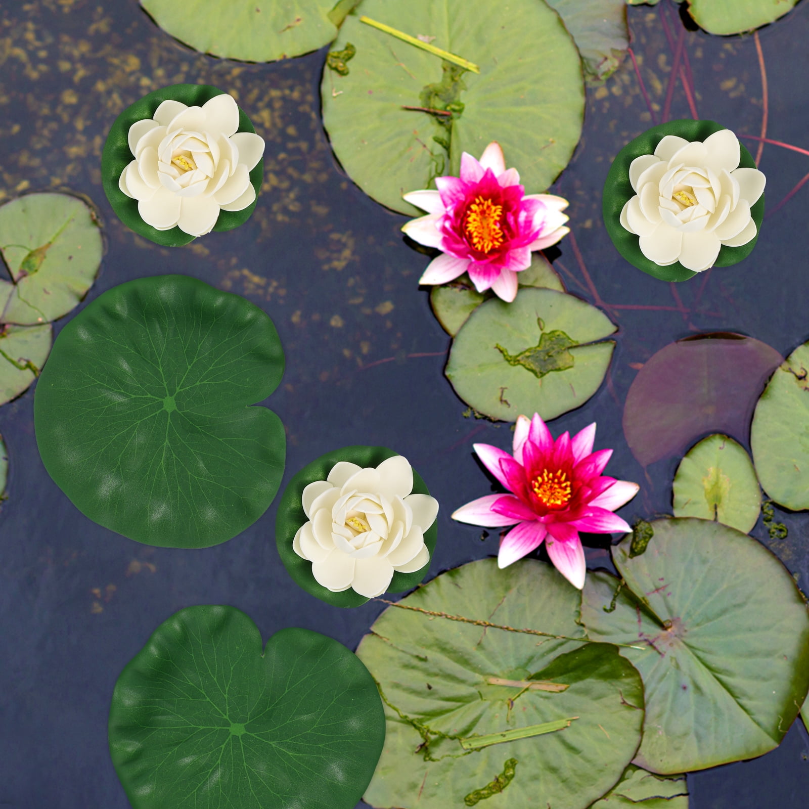 6Pcs Fake Lily Pads, 3 Sizes Floating Lily Pads For Ponds, Artificial Lily Pads Decorations, Realistic Pond Plants Decor For Pool Patio Aquarium Fountain