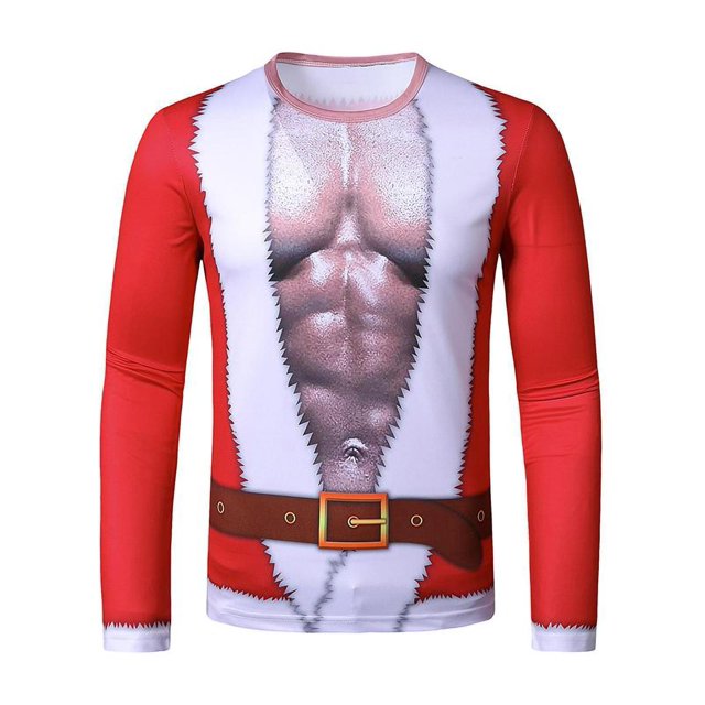 2023 Winter New Men's Digital Printing Long Sleeve Santa Claus 3d Long Sleeve Printing
