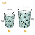 thumbnail image 3 of Balery Winter Skiing Penguin Cesta de ropa redonda con asas, impermeable, independiente, para ropa, juguetes, dormitorio y familia-Medium, 3 of 6
