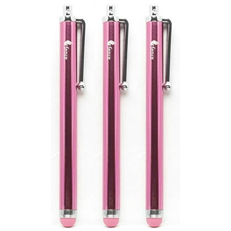 Ipad Tips Fenix - Pack of Three Pink Universal Stylus Pen with Matching Pink Soft Rubber Tip for iPhone 4/5/5c/6/6+, iPad/iPad Air/iPad Mini, Samsung Galaxy S4/S5/S6/Edge, Kindle Fire, Surface Pro and Much More ()