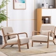 thumbnail image 2 of Bonzy Home Solid Wood Armchair, Mid-Century Accent Chair Set of 2 Living Room, Beige, 2 of 6