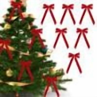 24pcs Light Red Velvet Bows for Christmas Tree, Large Ribbon Christmas Tree Bows, Velvet Bow Ornaments for Christmastree Gift Wrapping with Gold Twist Ties