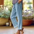 thumbnail image 2 of YUANGUANST Wide Leg Pants Woman Women's Striped Design Loose Pocket Casual Pants Business Work Casual Pants, 2 of 4
