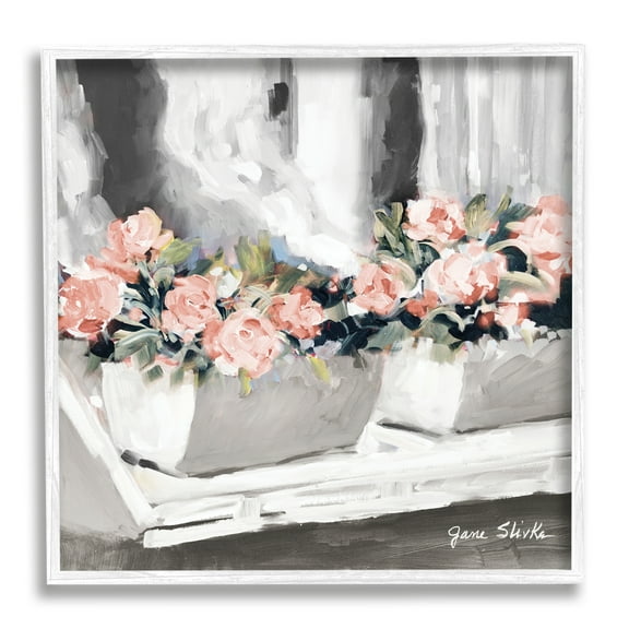 Stupell Industries Soft Pink Roses Abstract Florals on Delicate Edge Graphic Art White Framed Art Print Wall Art, 12x12, by Jane Slivka