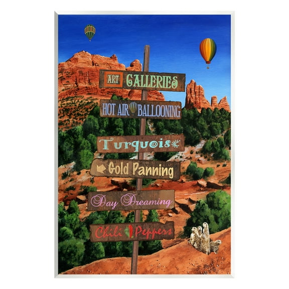 Stupell Industries Desert Activities Sign Landscape Painting Unframed Art Print Wall Art, 10 x 15