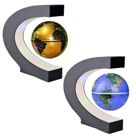 Small Ornaments And Miniature Models Levitation Anti Gravity Globe Magnetic Floating Globe World Map with LED Light for Children Gift Home Office Desk Decoration, Blue