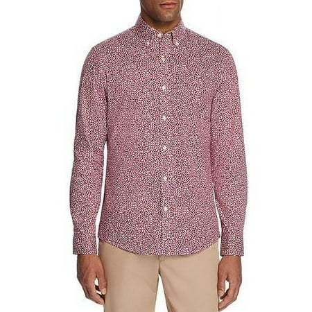 Michael Kors RASPBERRY Vine-Print Classic Fit Button-Down Shirt, US 2X-Large