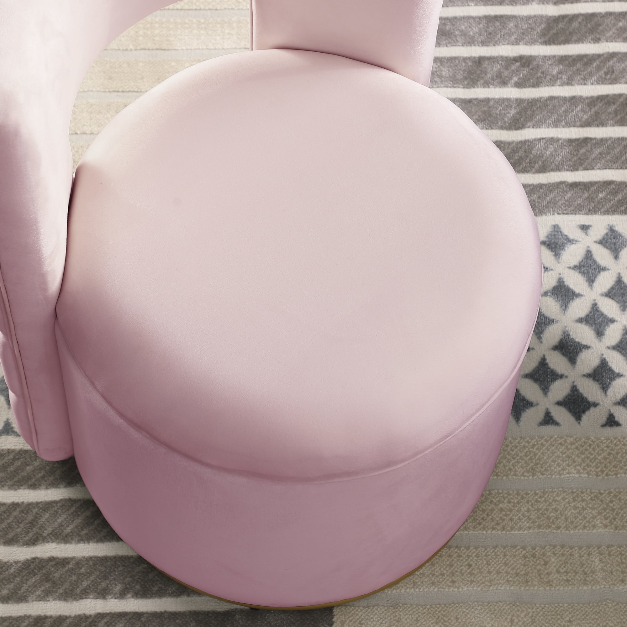 Leumius 360° Swivel Accent Chair with Storage,Velvet Curved Chair with Gold Metal Base for Living Room,Nursery,Bedroom-Pink