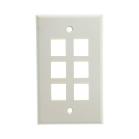 Leviton QuickPort Single-Gang 6-Port Wallplate - Mounting Plate - Almond