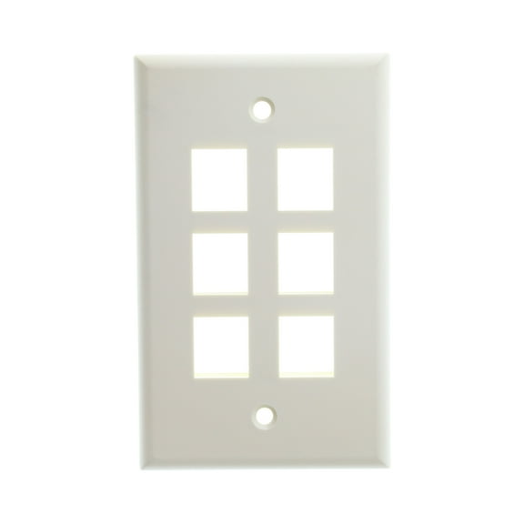 Leviton QuickPort Single-Gang 6-Port Wallplate - Mounting Plate - Almond