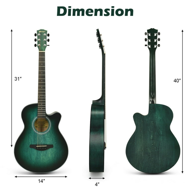 Gymax 40-inch Full Size Acoustic Guitar Kit 6 String Cutaway Folk