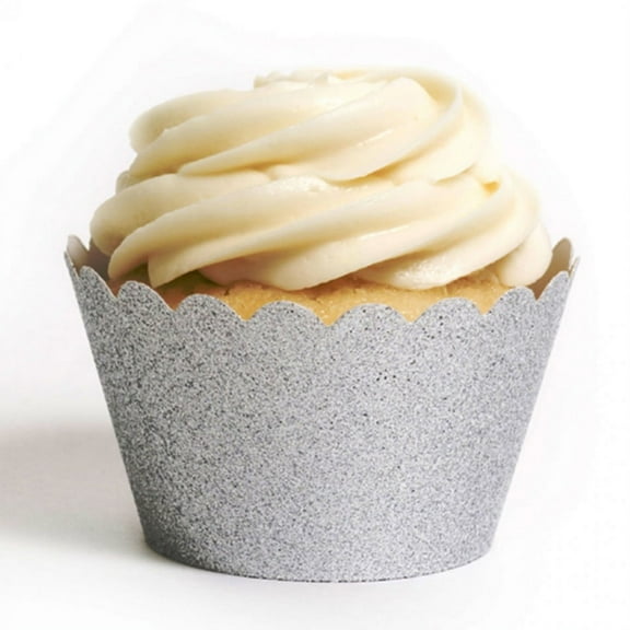 Dress My Cupcake Standard Silver Reusable Glitter Cupcake Wrappers, Set of 12