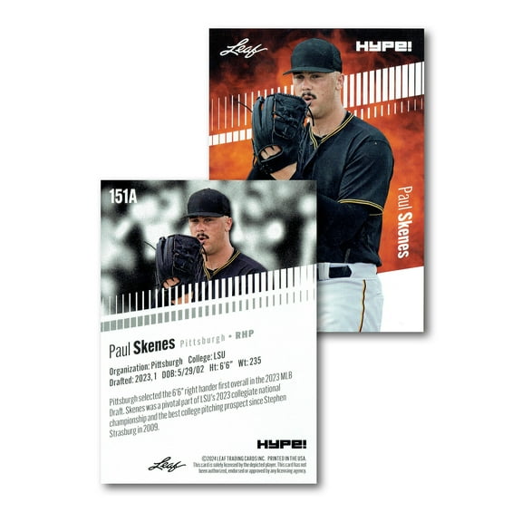 Mint Paul Skenes 2024 Leaf Hype #R-151A Limited Edition Rookie Card Pittsburgh Pirates
