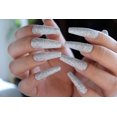 thumbnail image 1 of MISUD Uñas postizas con purpurina extra largas, uñas postizas de ataúd, color plateado brillante, completa, uñas postizas para mujeres y niñas, 1 of 5