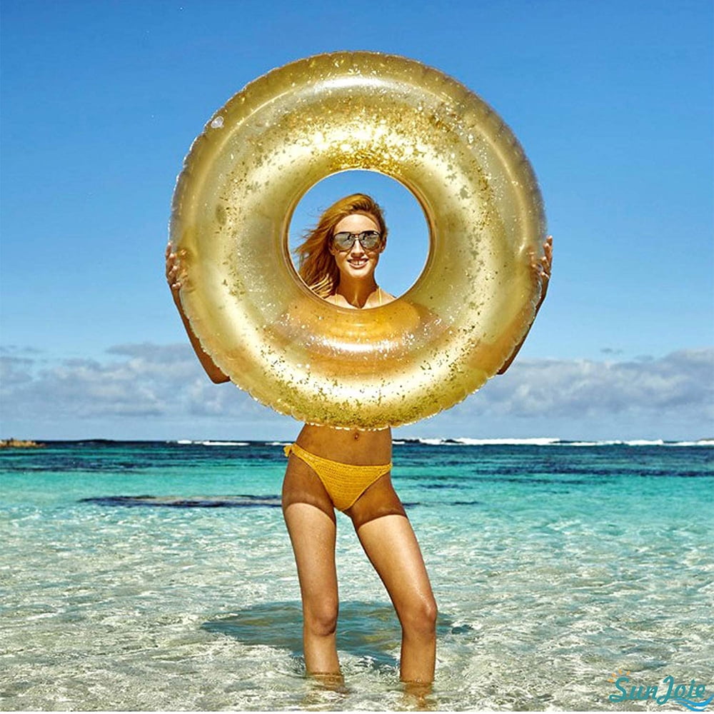 Glitter Swim Ring - Extra Large for The Pool Beach or Lake-Kids Teens Adults Glitter Inside Sparkles and Shines in The Sun - The Original Glitter Inflatable Tube Floats