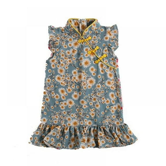 Catlerio Toddler Kids Baby Girls Floral Midi Dress Cheongsam Princess Party Dress Clothes