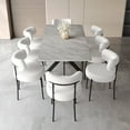 thumbnail image 3 of 62.4" Extendable to 78.15" Dining Table Set with 8 Upholstered Armless Chairs for 4-8 Persons, Grey and White Finish for Dining Room and Kitchen, 3 of 9