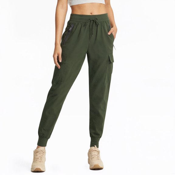 SOKJ Women's Cargo Joggers Lightweight-Quick Dry Hiking Pants Athletic Lounge Casual Travel Army Green （Size XS-XXXL）