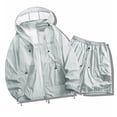 thumbnail image 6 of Gealkoca Women's UPF 50+ Sun Shirts UV Protection Long Sleeve Jacket with Hooded Summer Shorts Set Hiking Fishing Suit Womens Loose Outdoor Sports Set, 6 of 6