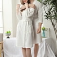 thumbnail image 2 of tredstone Peignoir de Bain pour Femmes Absorption d'Eau Peignoir Gaufré Uni Robe de Spa Maison Robe de Nuit, 2 of 7