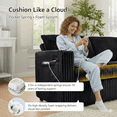 thumbnail image 6 of 3 in 1 Sleeper Sofa Bed, 65 Inch Convertible Pull Out Couch with Small Table, USB Ports, Cup Holders & 5 Level Adjustable Backrest, Corduroy Loveseat Sofa for Living Room Apartment Bedroom (Black), 6 of 9