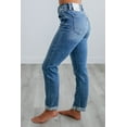 thumbnail image 2 of Carlin KanCan Women's High Rise Slim Straight Jeans, Medium Wash, Raw Hem, 2 of 6